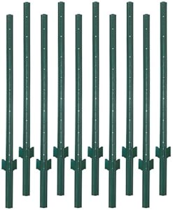vasgor 5 feet sturdy duty metal fence post – garden u post for fencing - 10 pack