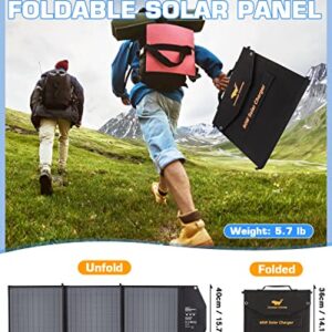 Ecosonique Foldable Solar Panel 60W with Adjustable Kickstand, Portable Solar Panel for Power Station, 18V Folding Solar Charge with 2 USB Outputs for RV Laptops Solar Generator Van Camping Off-Grid