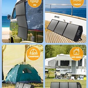 Ecosonique Foldable Solar Panel 60W with Adjustable Kickstand, Portable Solar Panel for Power Station, 18V Folding Solar Charge with 2 USB Outputs for RV Laptops Solar Generator Van Camping Off-Grid