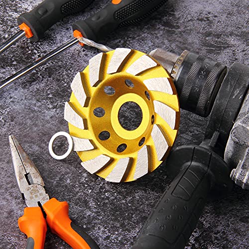 2 Pieces Diamond Cup Grinder 4 Inch Concrete Turbo Diamond Grinding Cup Wheel 12 Segs Heavy Duty Angle Grinder Wheels for Angle Grinder