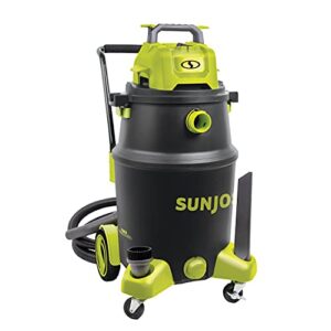 Sun Joe SWD16000 16-Gallon 1200-Watt 6.5 Peak HP Wet/Dry Shop Vacuum, HEPA Filtration, Wheeled w/Cleaning Attachments, for Home, Workshops, Pet Hair and Auto Use, 16 Gallon, Black/Green