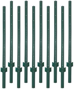 vasgor 6 feet sturdy duty metal fence post – garden u post for fencing - 10 pack