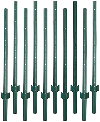 VASGOR 6 Feet Sturdy Duty Metal Fence Post – Garden U Post for Fencing - 10 Pack