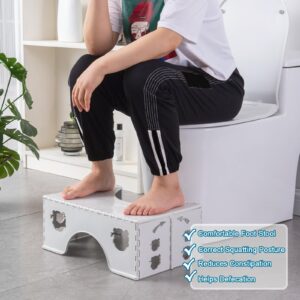 Foldable Toilet Stool, 7 inches Healthy Squatting Posture Poop Stool with Anti-Slip Feet by CHEAGO, Portable Travel Foot Stool for Toilet, Unique Folding Design Compact&Wide footrest (Cloud Grey)