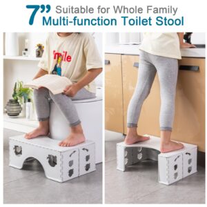 Foldable Toilet Stool, 7 inches Healthy Squatting Posture Poop Stool with Anti-Slip Feet by CHEAGO, Portable Travel Foot Stool for Toilet, Unique Folding Design Compact&Wide footrest (Cloud Grey)