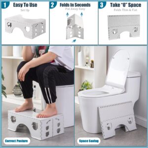 Foldable Toilet Stool, 7 inches Healthy Squatting Posture Poop Stool with Anti-Slip Feet by CHEAGO, Portable Travel Foot Stool for Toilet, Unique Folding Design Compact&Wide footrest (Cloud Grey)