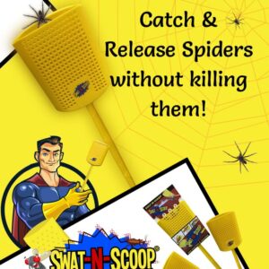 Swat-N-Scoop Heavy Duty Fly Swatter and Spider Catcher and Release (Pack of 3). Insect Fly Catchers for Inside Home. House Fly Killer or Humane Bug Catcher with Built in Insect Scoop.