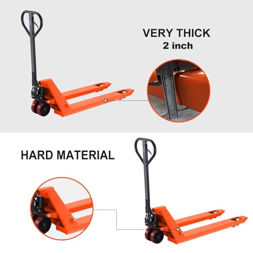 Tory Carrier Manual Pallet Jack 6600 Lb. Capacity, Pallet Truck 48 ×27 W Fork Size Standard Duty Hand Trucks