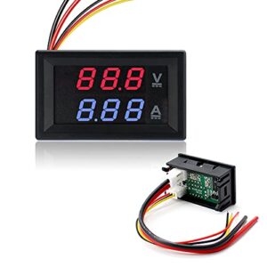 digital voltmeter and ammeter 100v 10a, volt meter led display 3 bits red and blue, voltage and current monitor of the electronic circuit, measure instrument