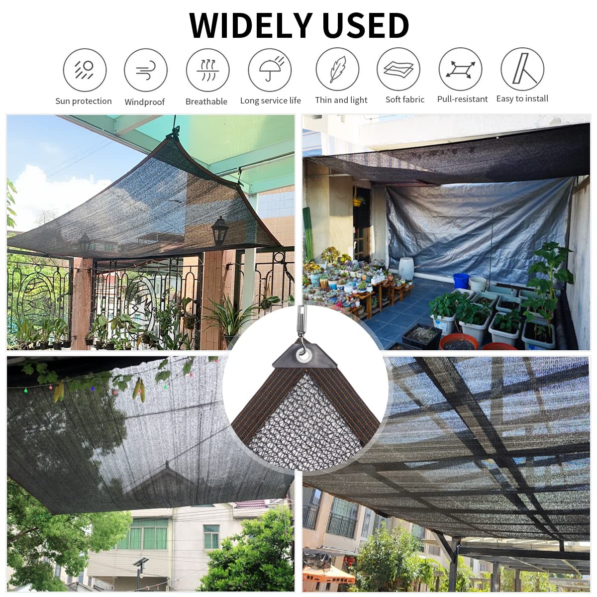 40% Shade Cloth Garden Shade Mesh Net with Grommets - Sun Shade Cover for Pergola, Patio Plants, Greenhouse, Chicken Coop, Outdoor (10Ft x 16.4Ft)