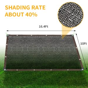 40% Shade Cloth Garden Shade Mesh Net with Grommets - Sun Shade Cover for Pergola, Patio Plants, Greenhouse, Chicken Coop, Outdoor (10Ft x 16.4Ft)
