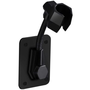 shower head holder strong adhesive 360 degree rotatable adjustable handheld shower wand holder wall mount bracket for bathroom (black)