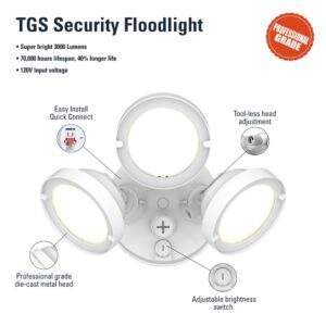 HALO TGS Outdoor Integrated LED Flood & Security Light Triple Round Head White