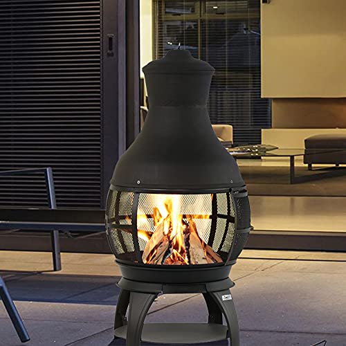 BALI OUTDOORS Fire Pit Round FirePits Outdoor Wood Burning Chimenea Outdoor Fireplace