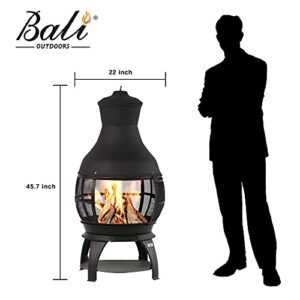 BALI OUTDOORS Fire Pit Round FirePits Outdoor Wood Burning Chimenea Outdoor Fireplace