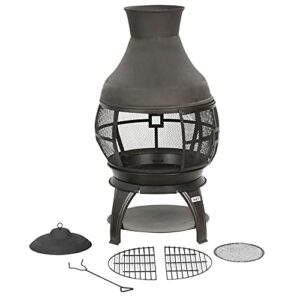 BALI OUTDOORS Fire Pit Round FirePits Outdoor Wood Burning Chimenea Outdoor Fireplace