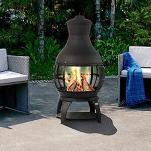 BALI OUTDOORS Fire Pit Round FirePits Outdoor Wood Burning Chimenea Outdoor Fireplace