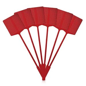 catchmaster fly swatter 6-pack, bulk fly swatters for home, office, shed & garage, gnat killer indoor, bug catcher indoor, fruit fly, wasp, & flying insect killer, pest control for house, red, x-long