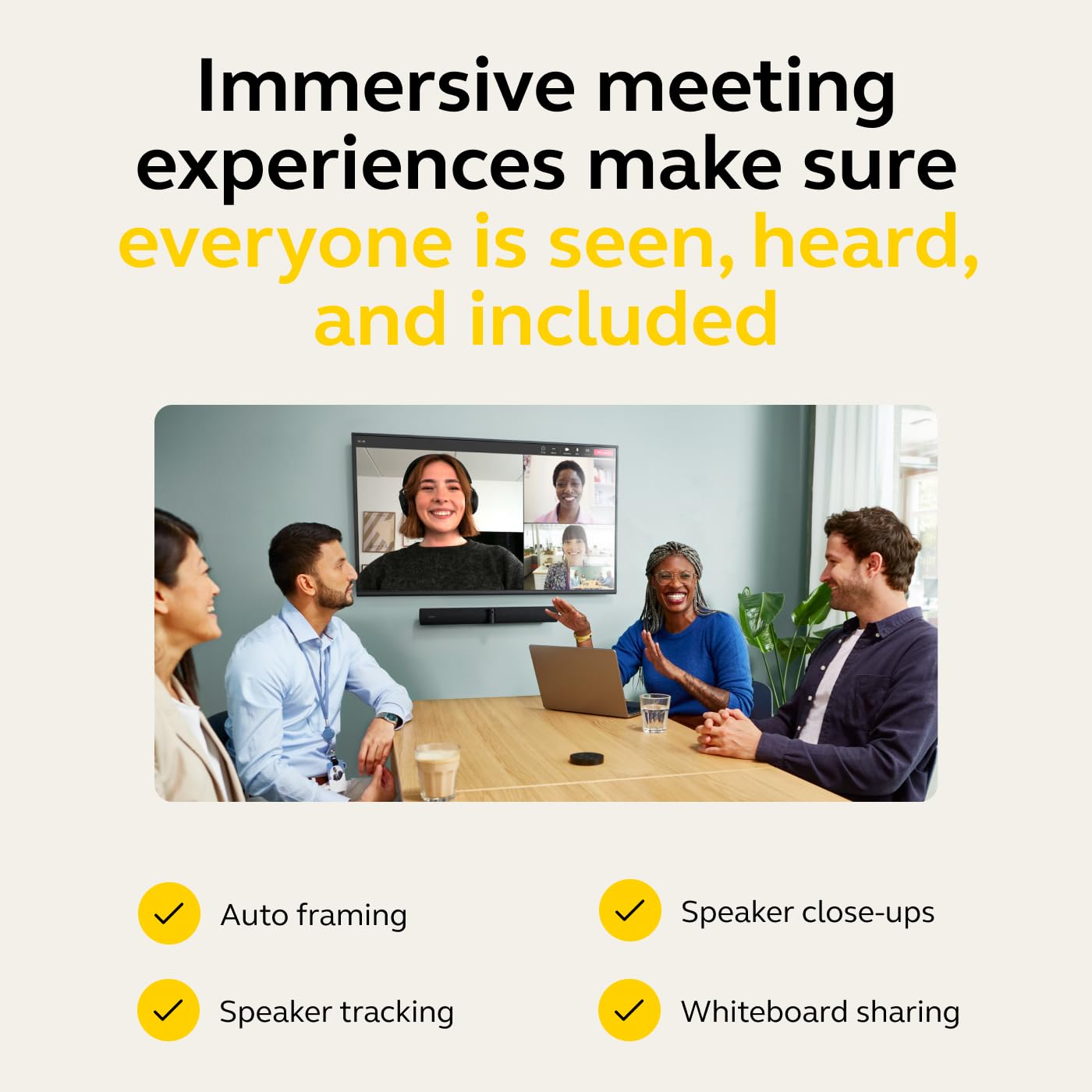 Jabra PanaCast 50 – Intelligent 180° Panoramic-4K Meeting Room Video Camera – Inclusive Video Conferencing Camera with Full Room Coverage, Easy to Set-Up Wide Angle Webcam with Microphones - Black