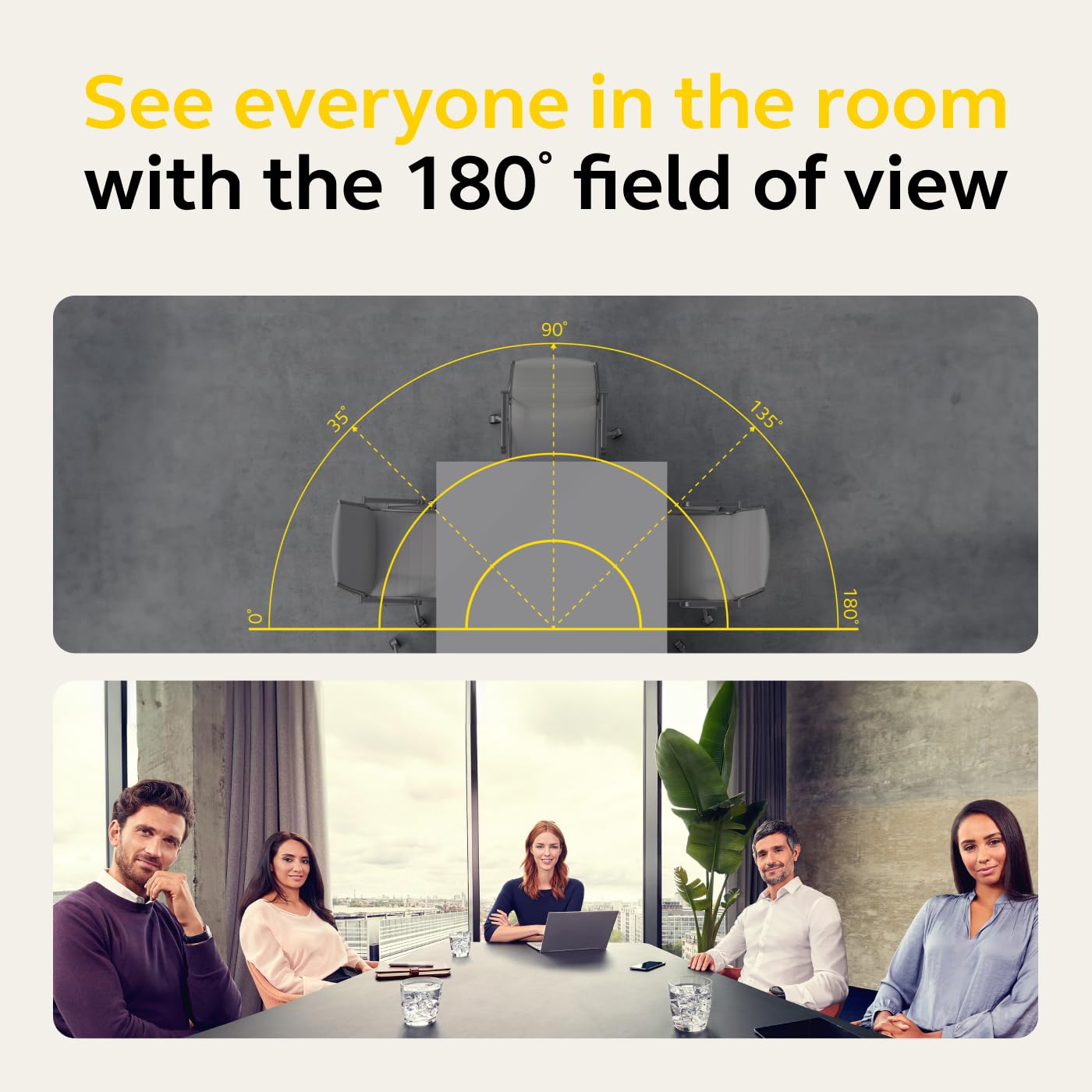 Jabra PanaCast 50 – Intelligent 180° Panoramic-4K Meeting Room Video Camera – Inclusive Video Conferencing Camera with Full Room Coverage, Easy to Set-Up Wide Angle Webcam with Microphones - Black