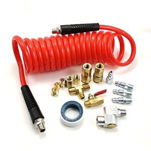 dp dynamic power 16-pc. air compressor accessory kit with 3/8" x 15 ft coil air hose