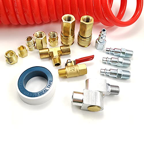 DP Dynamic Power 16-PC. Air Compressor Accessory Kit with 3/8" x 15 ft Coil Air Hose