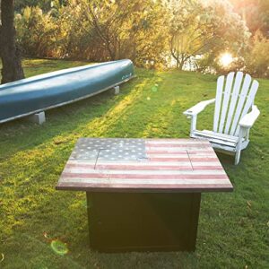 Endless Summer The Americana 40 x 28 Inch Rectangular 40,000 BTU Patio Outdoor LP Gas Fire Pit w/ White Fire Glass, American Flag Mantel, and Cover