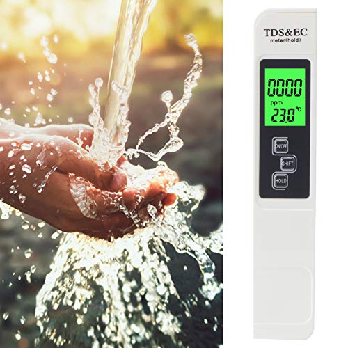 Hyuduo Water Quality Tester, 0-9999PPM Measurement Range, TDS/EC/Temp Fish Drinking Water Monitor Pen,PH Water Quality/Temperature Hygrometer