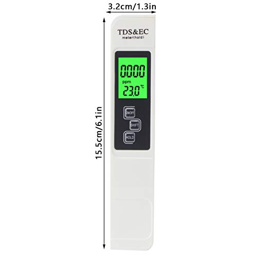 Hyuduo Water Quality Tester, 0-9999PPM Measurement Range, TDS/EC/Temp Fish Drinking Water Monitor Pen,PH Water Quality/Temperature Hygrometer