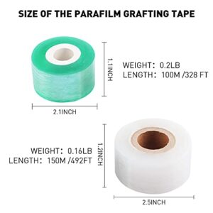 4 Rolls Garden Grafting Tape for Fruit Trees, Plants Repair Tapes, PE Grafting Film, Tree Grafting Supplies, Stretchable Clear Floristry Grafting Film for Garden Tree Seedling (2 Green 2 White)