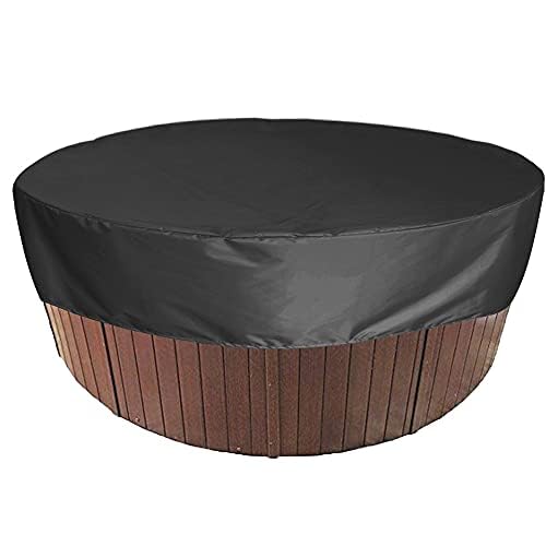 Round Hot Tub Cover 420D Polyester Waterproof Spa Covers for Hot Tub Replacement Outdoor Patio Hot Tub Protector (75" Dx12 H, Black)