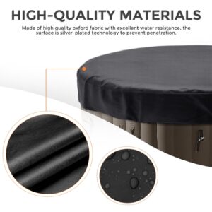 Round Hot Tub Cover 420D Polyester Waterproof Spa Covers for Hot Tub Replacement Outdoor Patio Hot Tub Protector (75" Dx12 H, Black)