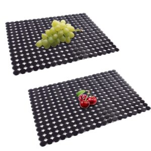 qulable 2pack kitchen sink mat for stainless steel/ceramic sinks, pvc eco-friendly protectors for bottom of kitchen sink, adjustable, fast draining, dots design, 11.8x15.7 (black)