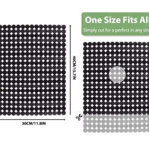 Qulable 2Pack Kitchen Sink Mat for Stainless Steel/Ceramic Sinks, PVC Eco-friendly Protectors for Bottom of Kitchen Sink, Adjustable, Fast Draining, Dots Design, 11.8x15.7 (Black)