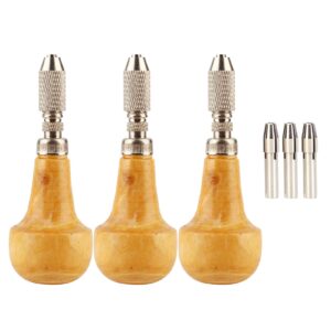 3 set hand chucks jewelry making pin vise wooden handles pear shape graver handle pin vise hand drill wooden handle for stone setting graver replacement