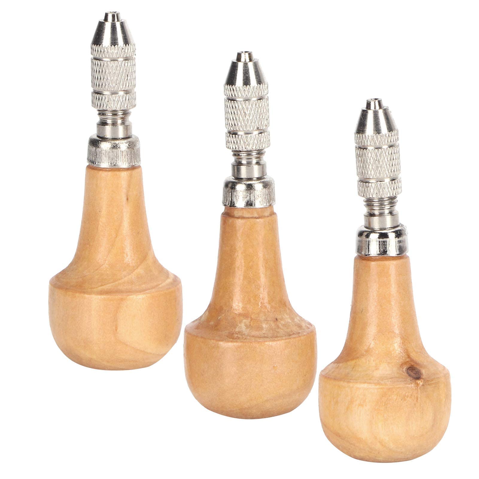 3 Set Hand Chucks Jewelry Making Pin Vise Wooden Handles Pear Shape Graver Handle Pin Vise Hand Drill Wooden Handle for Stone Setting Graver Replacement