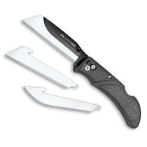 outdoor edge 3.0" razor-work - razorsafe replaceable blade folding utility knife with pocket clip, 3x cutting edge, shaving sharp (gray, 3 blades)
