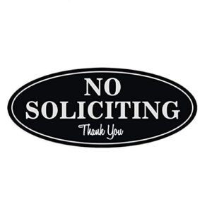 no-soliciting sign for house signs for home - premium no soliciting thank you sign for house, durable uv and weather resistant 2.8" x 7", black with white letters (1)
