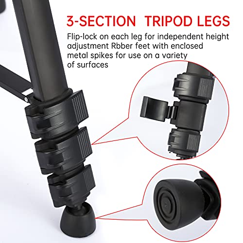 Adjustable Laser Level Tripod with 3 Direction Ball Head, Laser Level Tripod with Quick Release Plate with 1/4" Screw & 5/8'' Adapter with Bubble Level Multiusing Hook