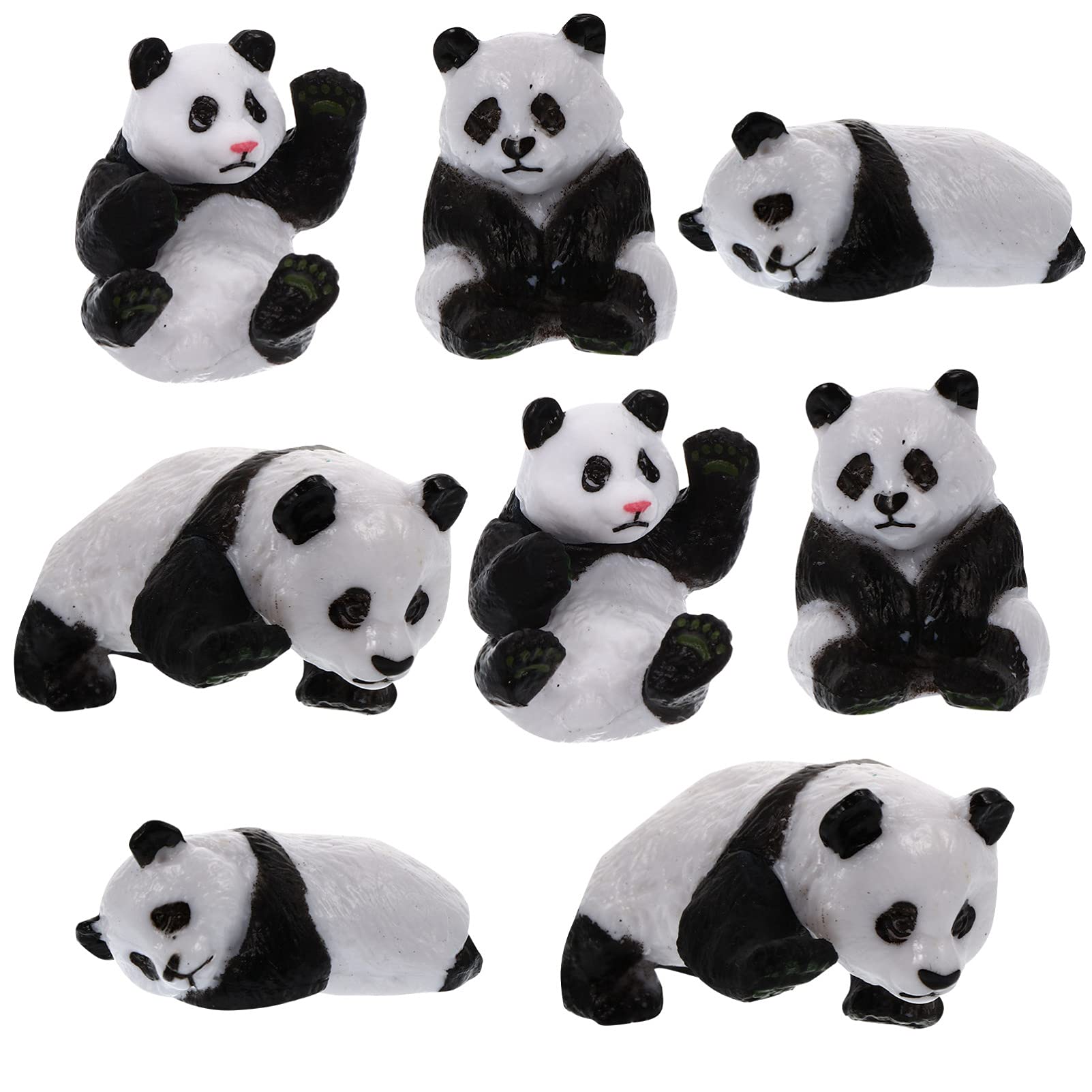 8pcs Panda Doll Decoration Animals Resin Statue Desk Topper Mini Model Tabletop Statue Desktop Decor Decoraciones Para Salas De Casa Micro Landscape Decor Pvc Succulents Container