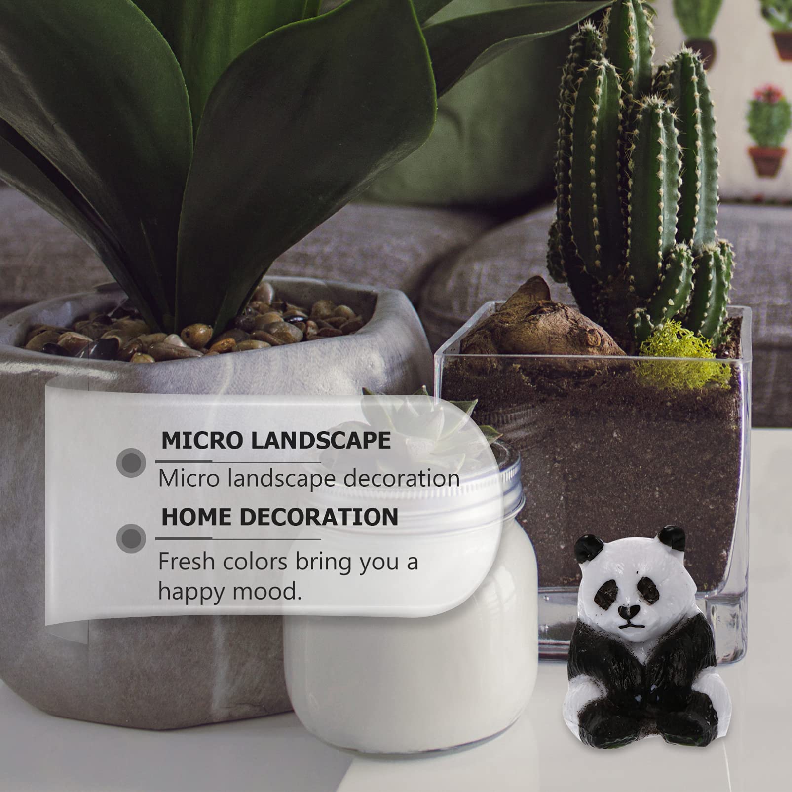 8pcs Panda Doll Decoration Animals Resin Statue Desk Topper Mini Model Tabletop Statue Desktop Decor Decoraciones Para Salas De Casa Micro Landscape Decor Pvc Succulents Container