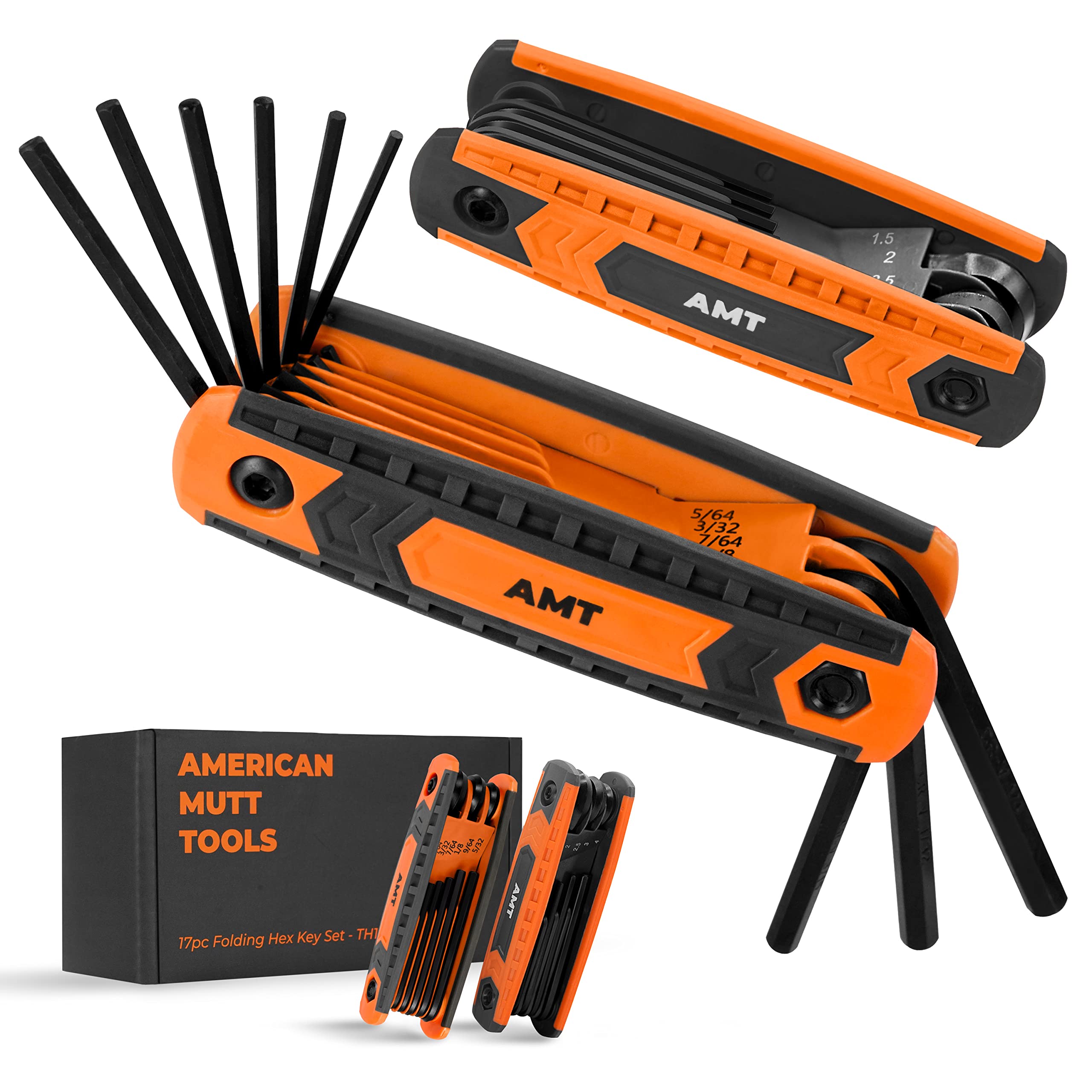 AMERICAN MUTT TOOLS 17pc Folding Allen Wrench Set – SAE and Metric Allen Key Set – Hex Key Set, Allen Wrenches Sets, Metric Allen Wrenches Set, Hex Wrench Set, Llaves Allen Set, Hex Set, Hex Tool Set