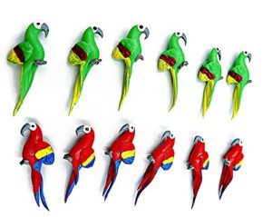 1shopforyou mixed 2 colour lot of 12 miniature parrot bird outdoor patio decor fairy garden supplies animal figurine furniture dollhouse