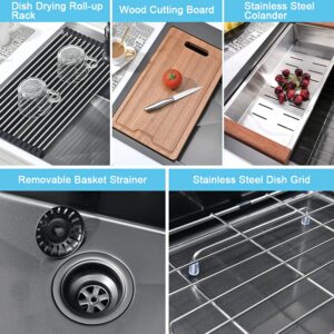 33x22 Black Drop In Kitchen Sink Workstation-WMXQX 33 Inch Drop In Kitchen Sink Black Top Mount Sinks 16 Gauge Stainless Steel Single Bowl Deep Kitchen Sink with Cutting Board