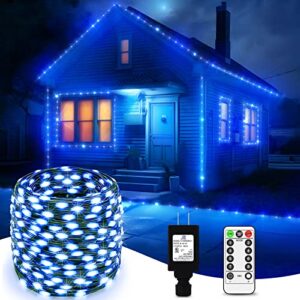 roadayly outdoor christmas rope lights easter decor string strobe blue white 1000 led 394ft with remote 8 modes in ip65 waterproof for decor diy wedding garden bedroom patio horror atmosphere decor