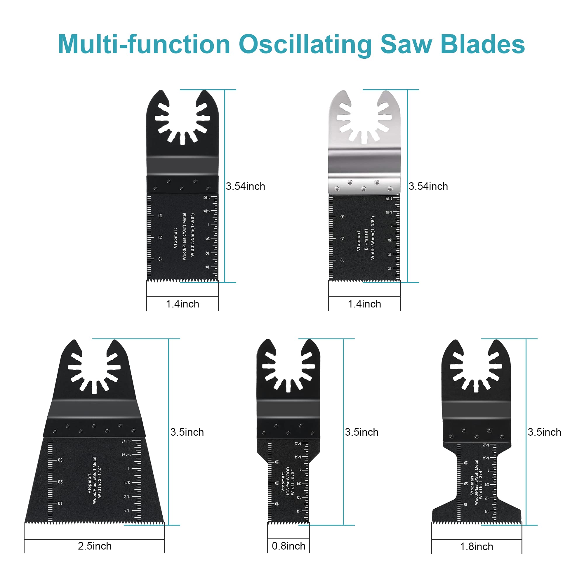 Vtopmart 24PCS Universal Metal Wood Oscillating Multitool Quick Release Saw Blades Compatible with Fein Multimaster Porter Cable Black & Decker Bosch Craftsman Ridgid Ryobi Makita Milwaukee Rockwell