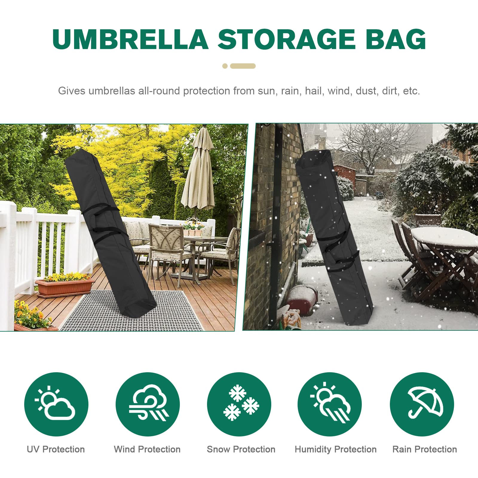 Bicherub Umbrella Storage Bag 67 Inch Umbrella Carry Bag Beach Umbrella Storage Bag Oversized Patio Hammock and Steel Stand Storage Bag,Black