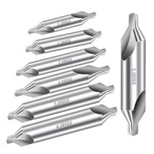 aleric center drill bits set - high speed steel center drill bits kit countersink tools for lathe metalworking, 7 pcs 60-degree angle center drill bits in size 1.0 1.5 2.0 2.5 3.0 4.0 5.0