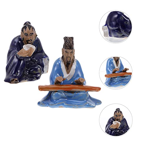 Happyyami Japanese Car Accessories 2pcs Bonsai Ornaments Toy Outdoor Ceramics Elder Miniature Glass Ornaments