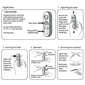 GROWORD Universal Network Wire Stripping Tool for Cat5e, Cat 6, Cat 6a, Cat7, Cat 8 - Professional Coaxial Cable Stripper, And Cutters - Utp, Stp, Sftp Pocket Cable Stripper Tool（White）